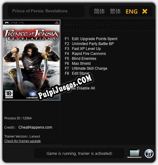 Entrenador liberado a Prince of Persia: Revelations [v1.0.8]