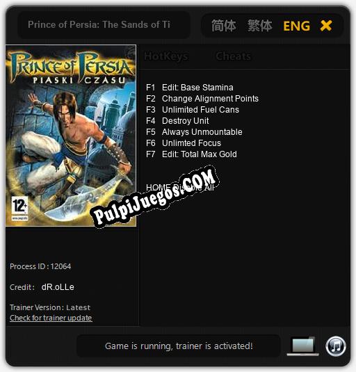 Prince of Persia: The Sands of Time: Trainer +7 [v1.9]