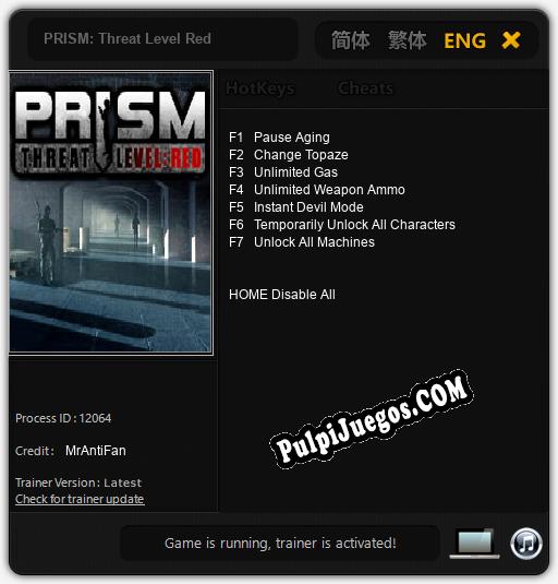 PRISM: Threat Level Red: Treinador (V1.0.47)