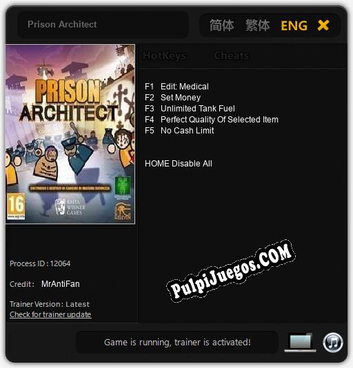 Entrenador liberado a Prison Architect [v1.0.8]