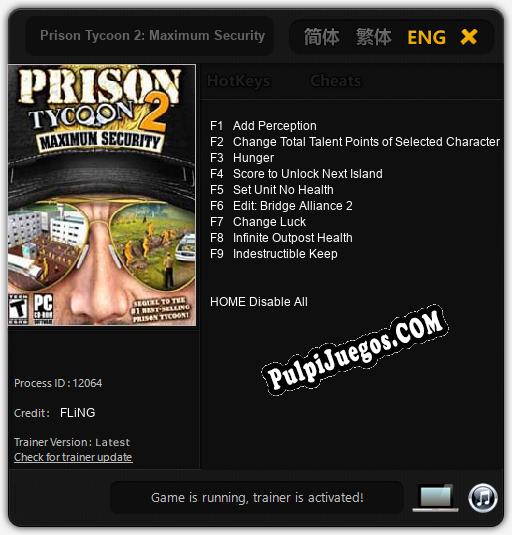 Prison Tycoon 2: Maximum Security: Trainer +9 [v1.9]