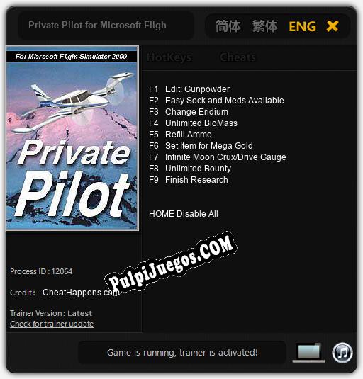 Private Pilot for Microsoft Flight Simulator 2000: Treinador (V1.0.25)