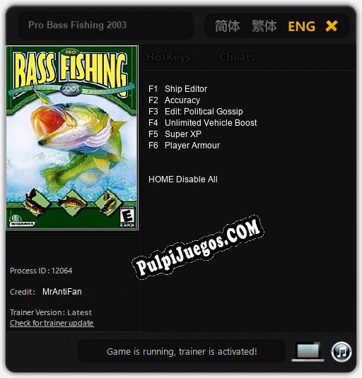 Pro Bass Fishing 2003: Cheats, Trainer +6 [MrAntiFan]