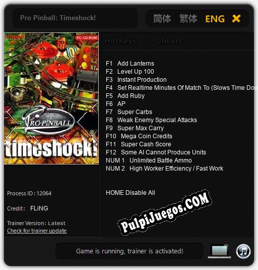 Pro Pinball: Timeshock!: Trainer +14 [v1.3]