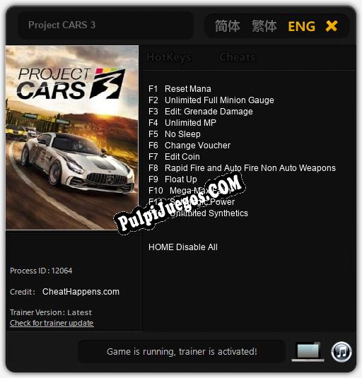 Project CARS 3: Trainer +12 [v1.7]