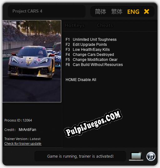 Entrenador liberado a Project CARS 4 [v1.0.2]