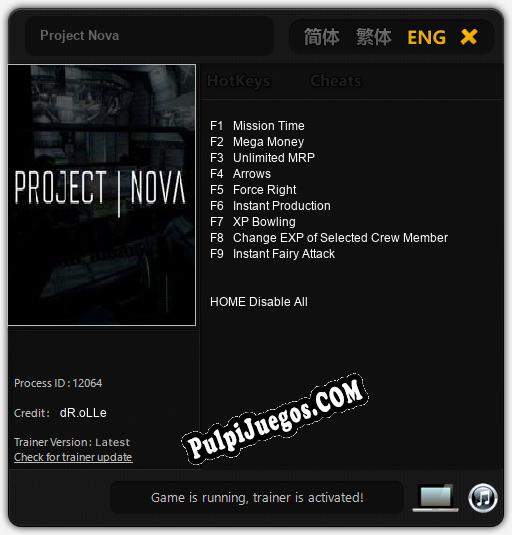 Project Nova: Cheats, Trainer +9 [dR.oLLe]