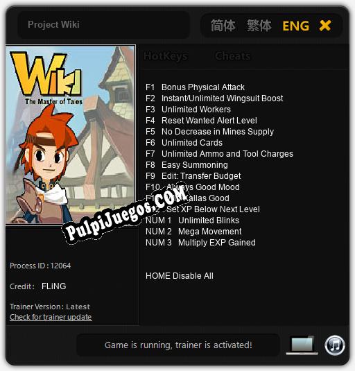 Project Wiki: Cheats, Trainer +15 [FLiNG]