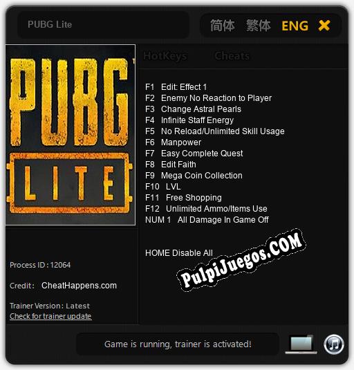 PUBG Lite: Treinador (V1.0.16)