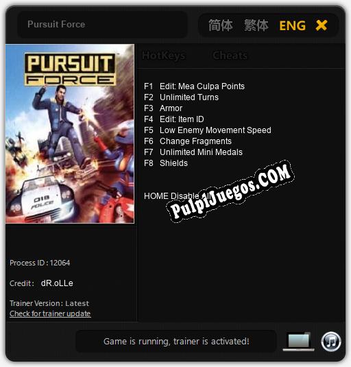 Pursuit Force: Cheats, Trainer +8 [dR.oLLe]