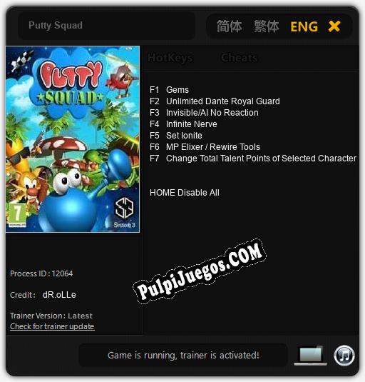 Entrenador liberado a Putty Squad [v1.0.7]