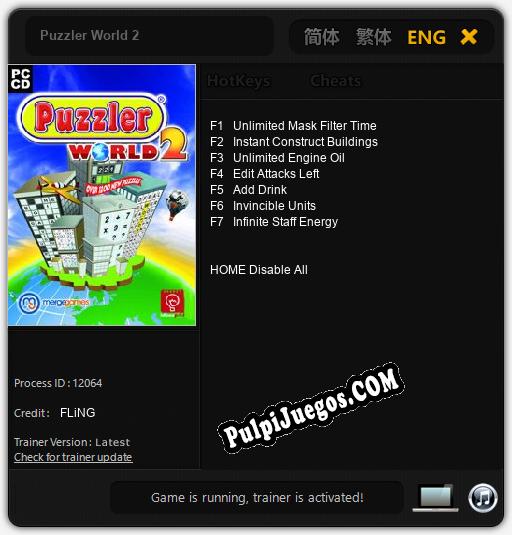 Puzzler World 2: Cheats, Trainer +7 [FLiNG]