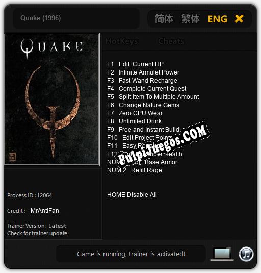 Entrenador liberado a Quake (1996) [v1.0.2]