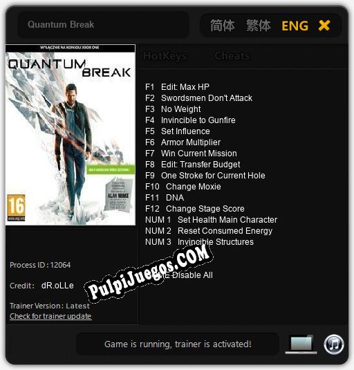 Quantum Break: Trainer +15 [v1.2]