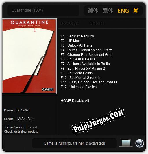 Entrenador liberado a Quarantine (1994) [v1.0.1]