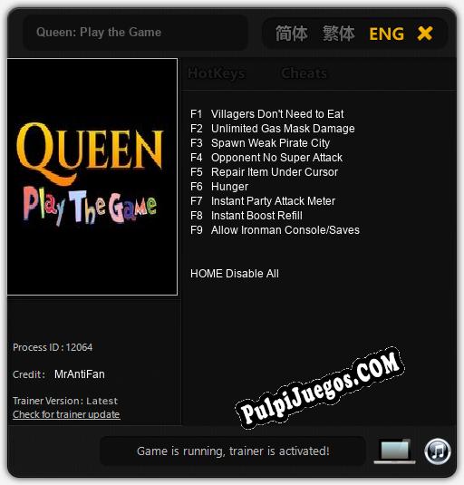 Entrenador liberado a Queen: Play the Game [v1.0.9]