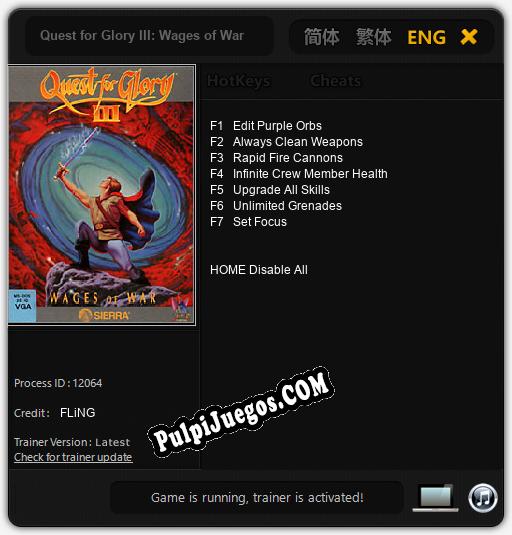 Quest for Glory III: Wages of War: Cheats, Trainer +7 [FLiNG]