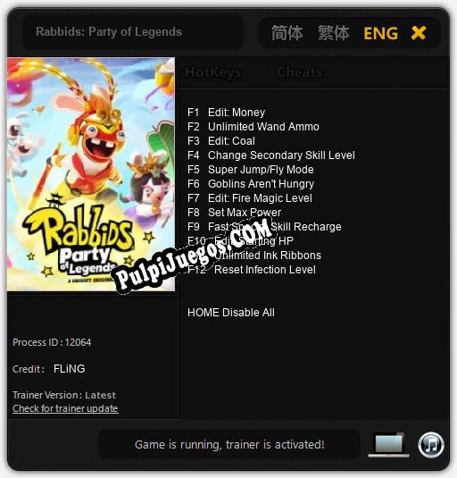 Rabbids: Party of Legends: Cheats, Trainer +12 [FLiNG]