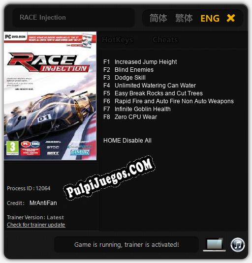 RACE Injection: Trainer +8 [v1.7]