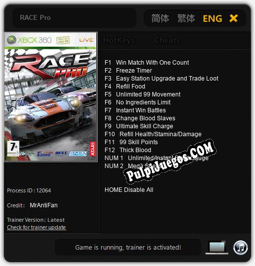 RACE Pro: Cheats, Trainer +14 [MrAntiFan]