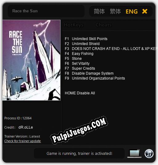 Entrenador liberado a Race the Sun [v1.0.5]