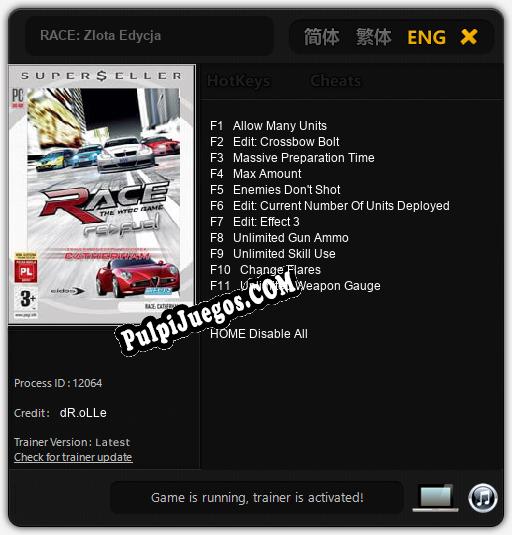RACE: Zlota Edycja: Cheats, Trainer +11 [dR.oLLe]