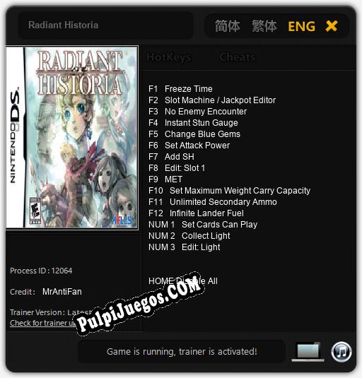 Radiant Historia: Treinador (V1.0.78)