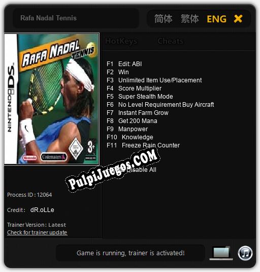 Rafa Nadal Tennis: Trainer +11 [v1.7]