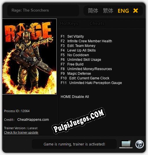 Entrenador liberado a Rage: The Scorchers [v1.0.8]