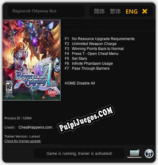 Entrenador liberado a Ragnarok Odyssey Ace [v1.0.6]