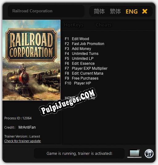 Railroad Corporation: Trainer +10 [v1.7]