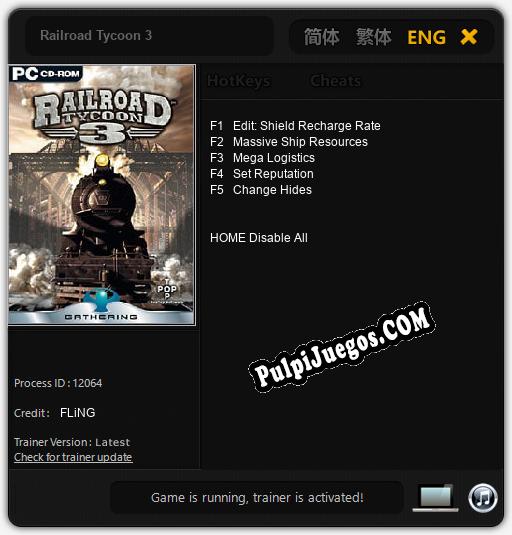 Railroad Tycoon 3: Treinador (V1.0.19)