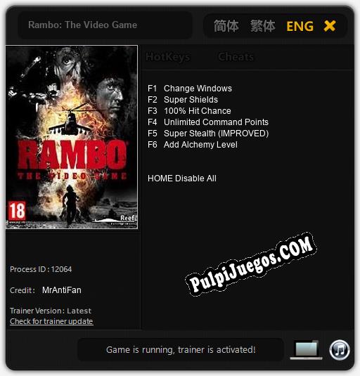 Rambo: The Video Game: Cheats, Trainer +6 [MrAntiFan]