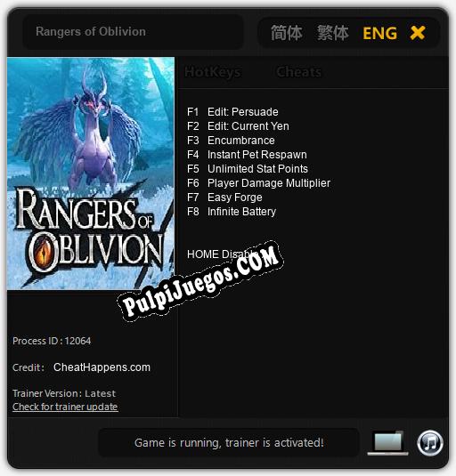 Entrenador liberado a Rangers of Oblivion [v1.0.4]