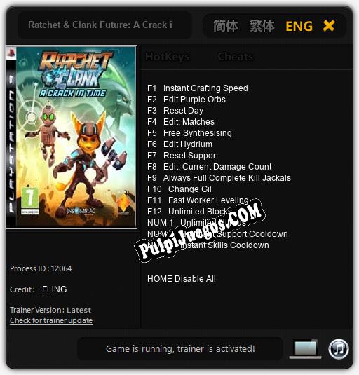 Entrenador liberado a Ratchet & Clank Future: A Crack in Time [v1.0.5]