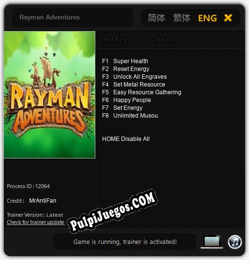 Entrenador liberado a Rayman Adventures [v1.0.3]