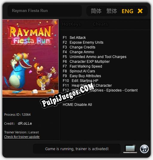 Rayman Fiesta Run: Cheats, Trainer +12 [dR.oLLe]