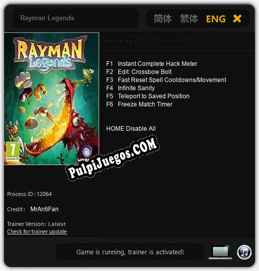 Rayman Legends: Treinador (V1.0.60)