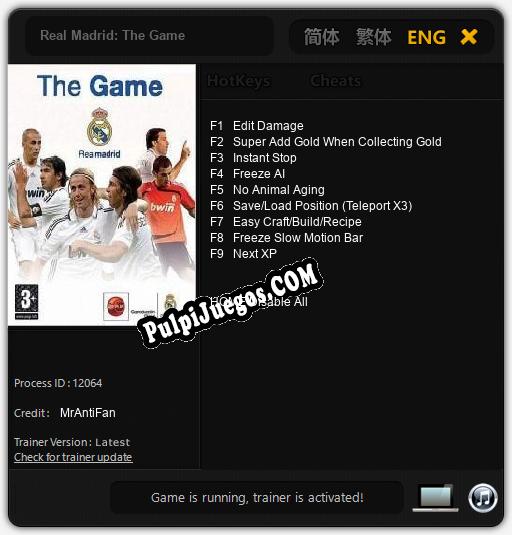 Real Madrid: The Game: Trainer +9 [v1.2]