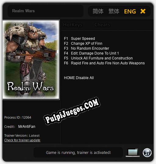 Entrenador liberado a Realm Wars [v1.0.8]