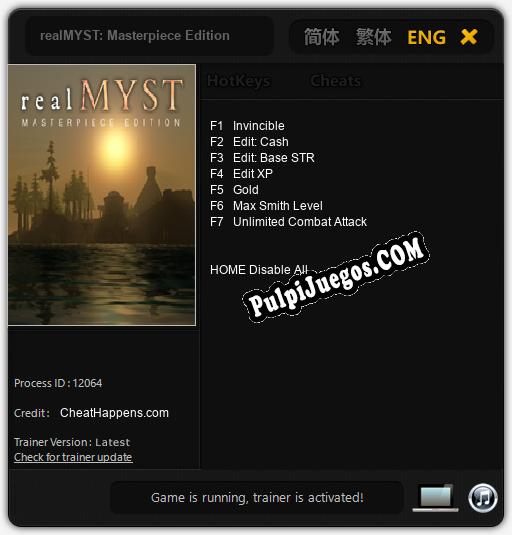 realMYST: Masterpiece Edition: Treinador (V1.0.18)