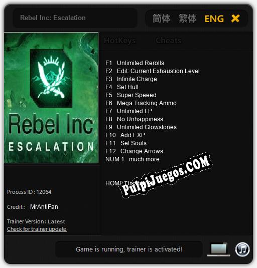 Entrenador liberado a Rebel Inc: Escalation [v1.0.5]