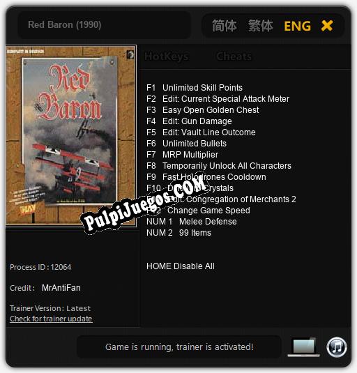 Red Baron (1990): Treinador (V1.0.70)