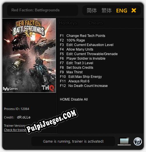 Entrenador liberado a Red Faction: Battlegrounds [v1.0.7]