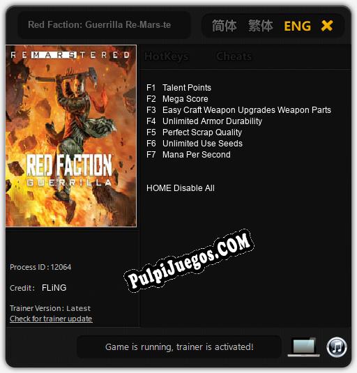 Red Faction: Guerrilla Re-Mars-tered: Cheats, Trainer +7 [FLiNG]