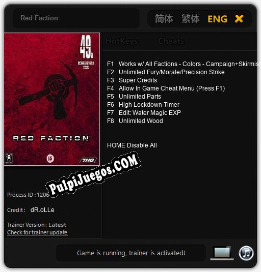 Red Faction: Trainer +8 [v1.2]