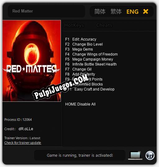 Red Matter: Treinador (V1.0.31)