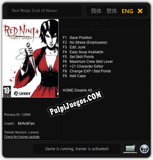 Red Ninja: End of Honor: Cheats, Trainer +9 [MrAntiFan]