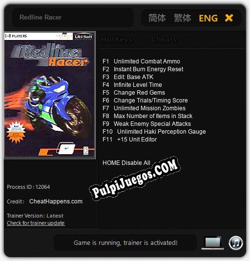 Redline Racer: Trainer +11 [v1.1]