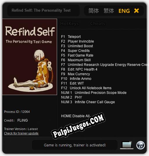 Refind Self: The Personality Test Game: Trainer +15 [v1.1]